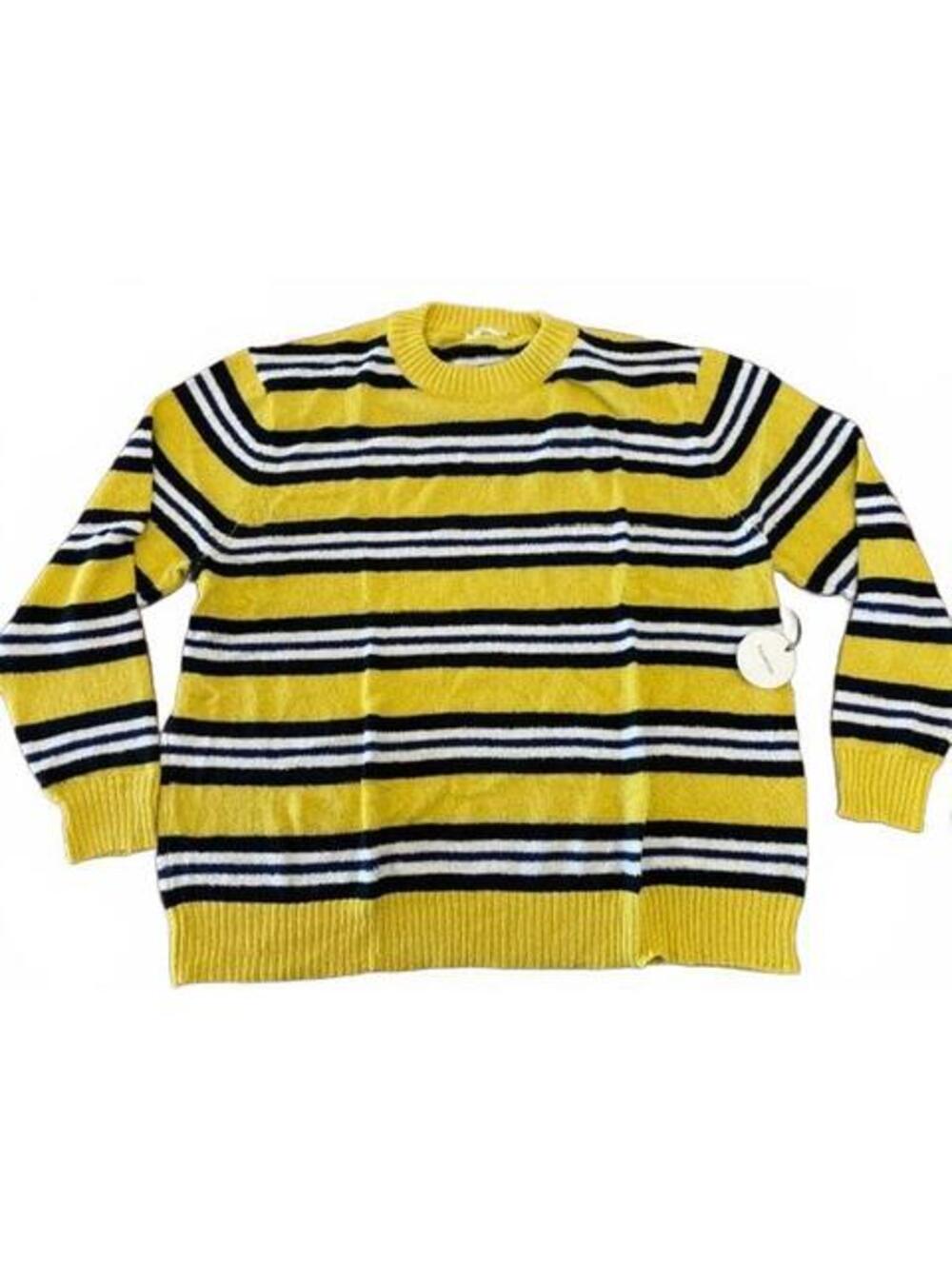 Tularosa Robbins Yellow Striped Oversized Boyfriend Knit Sweater XL